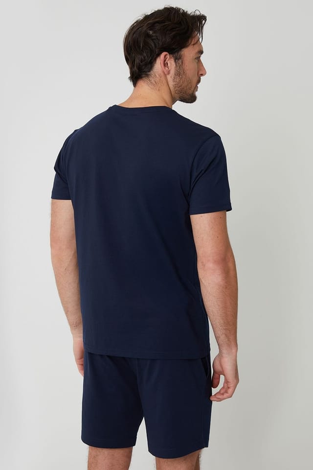Threadbare Threadbare Men's Script Logo Short Lounge Set (2-Piece Set) in Navy - 2