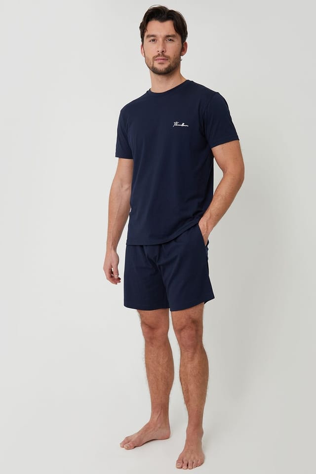 Threadbare Threadbare Men's Script Logo Short Lounge Set (2-Piece Set) in Navy - 3