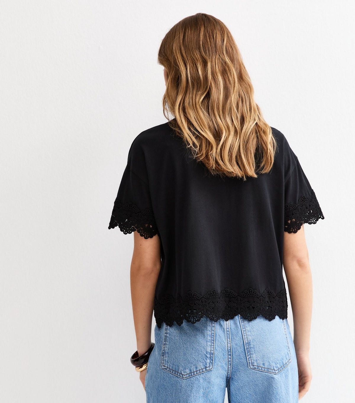 New Look Women's Black Lace Trim Top New Look - 4