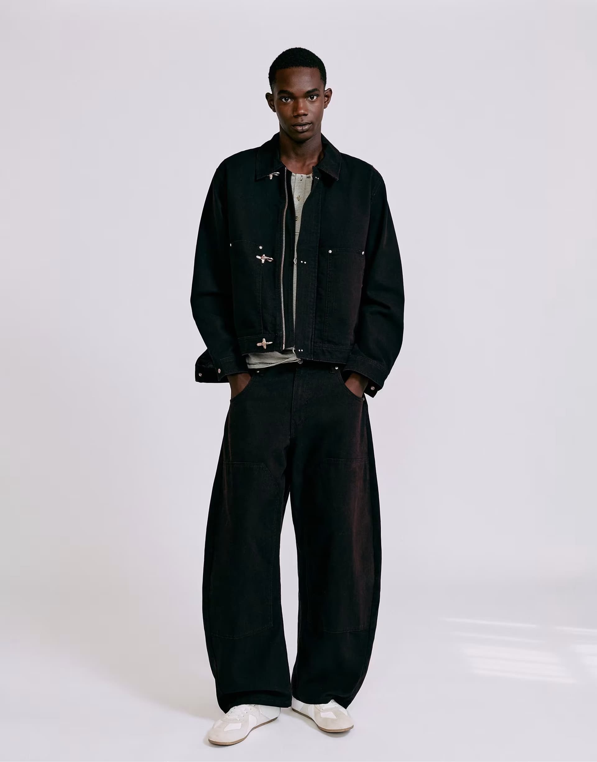 ASOS Pull&Bear Double-leg trousers in black