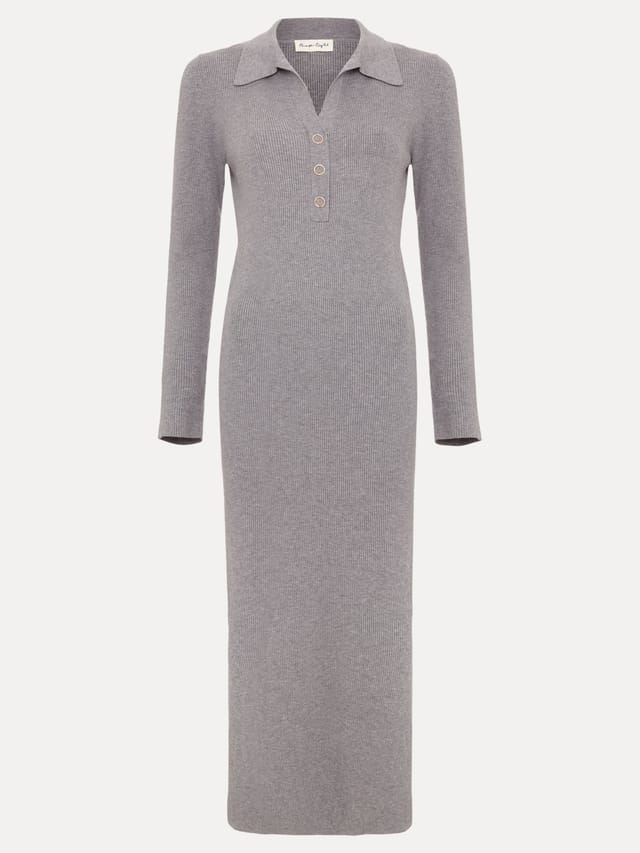 Phase Eight Phase Eight Women's Lucy Collared Midi Dress in Mid Grey - 2