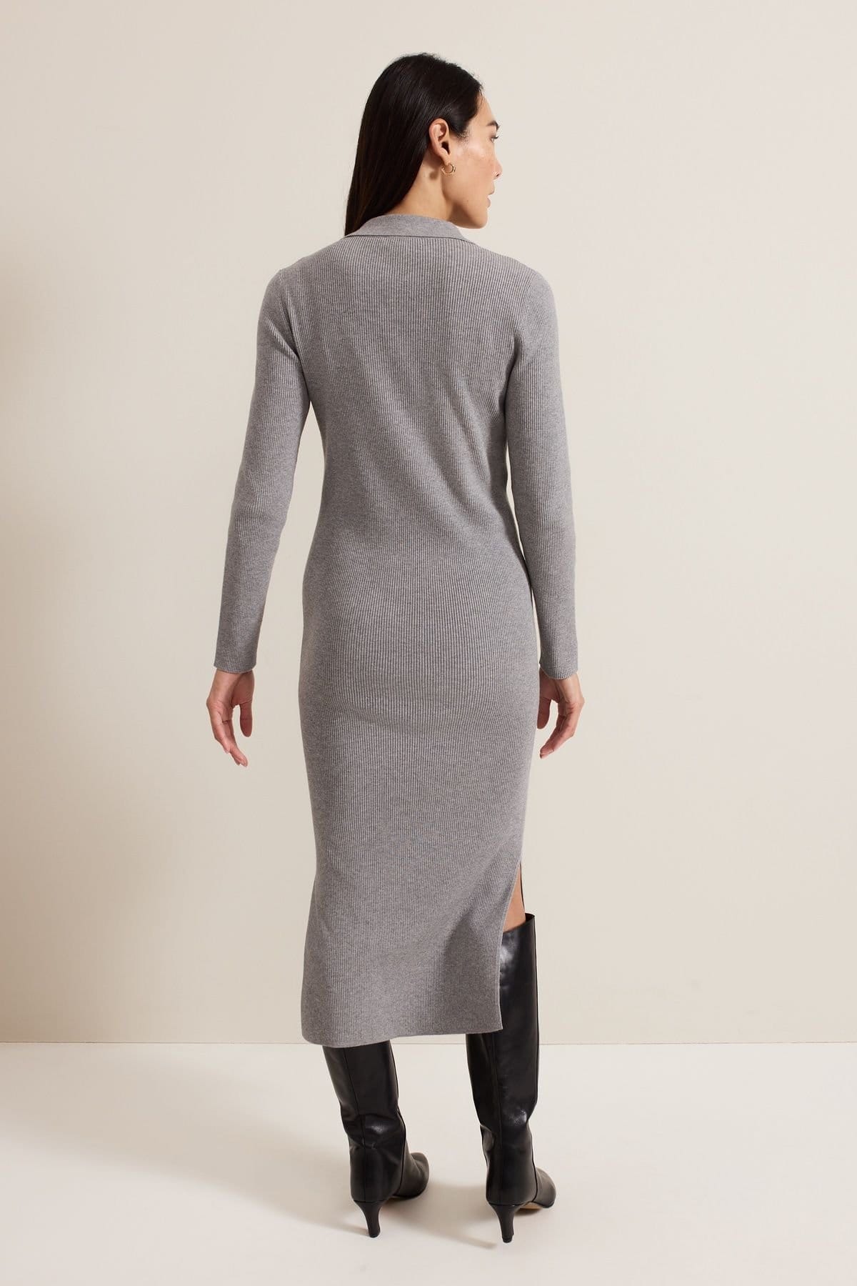 Phase Eight Phase Eight Women's Lucy Collared Midi Dress in Mid Grey - 4
