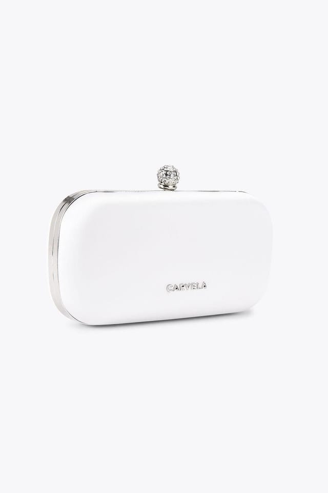 Carvela Carvela Women's 'Cecilia Hard Clutch' Satin Bag in White - 3