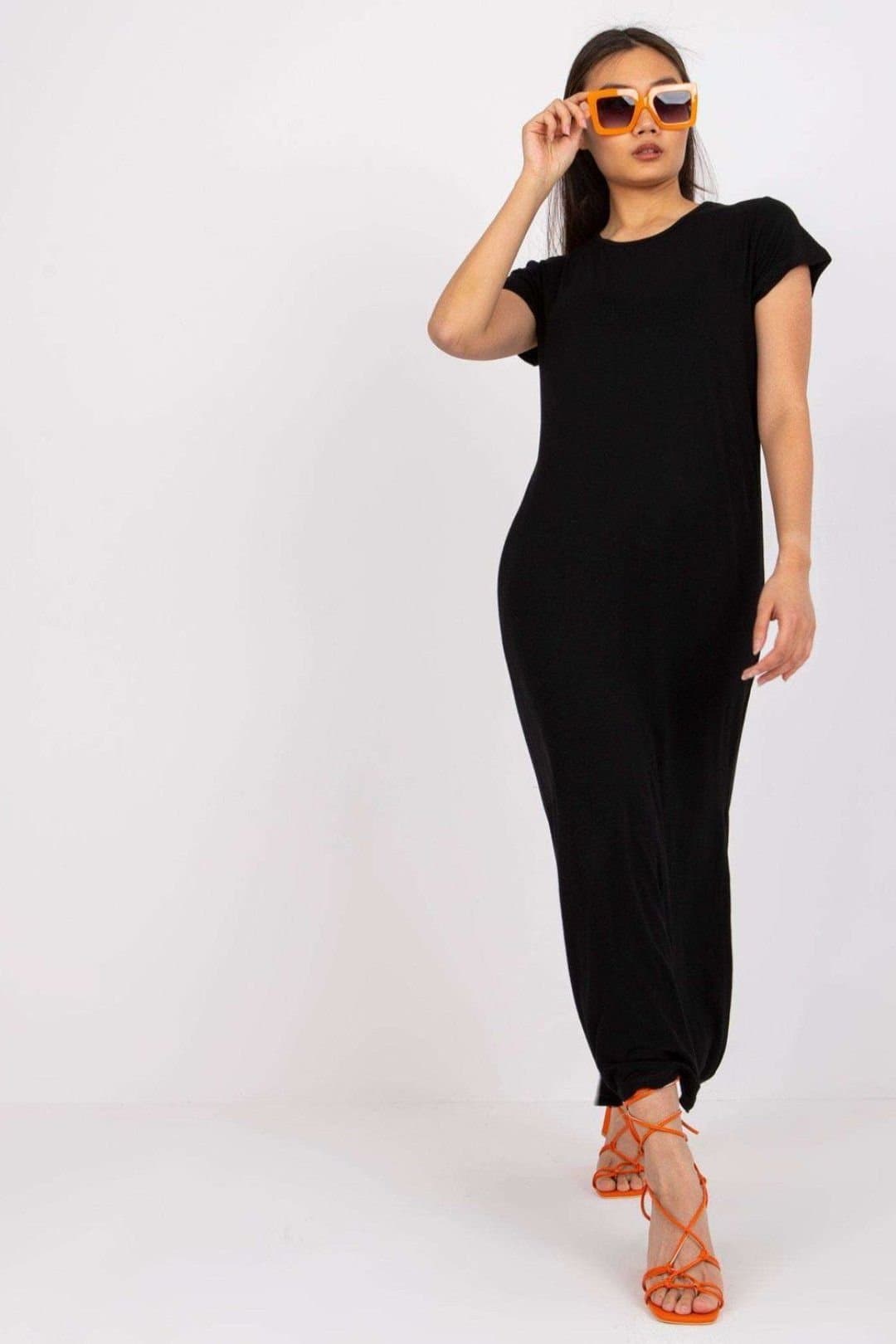 Love Lace Love Lace Black Jersey Maxi Dress with Side Slits