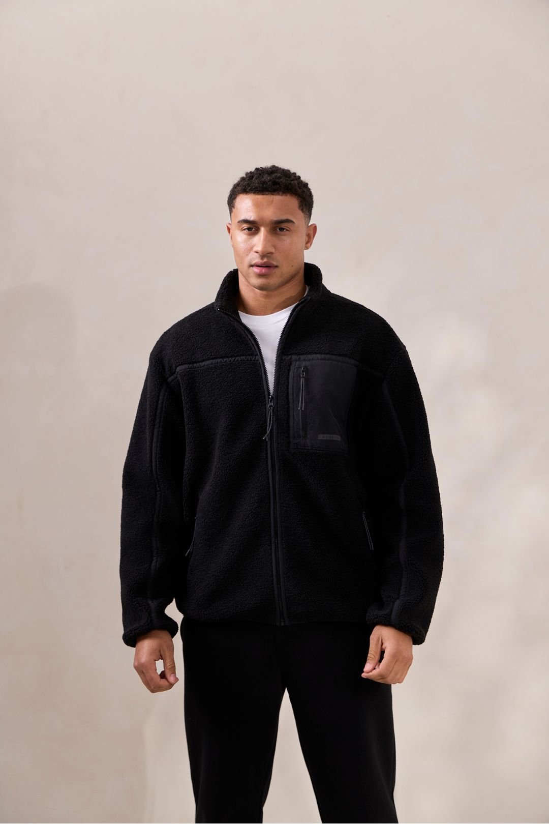 Gym King GYM KING Men's Terrace Full Zip Borg Jacket Black - 3