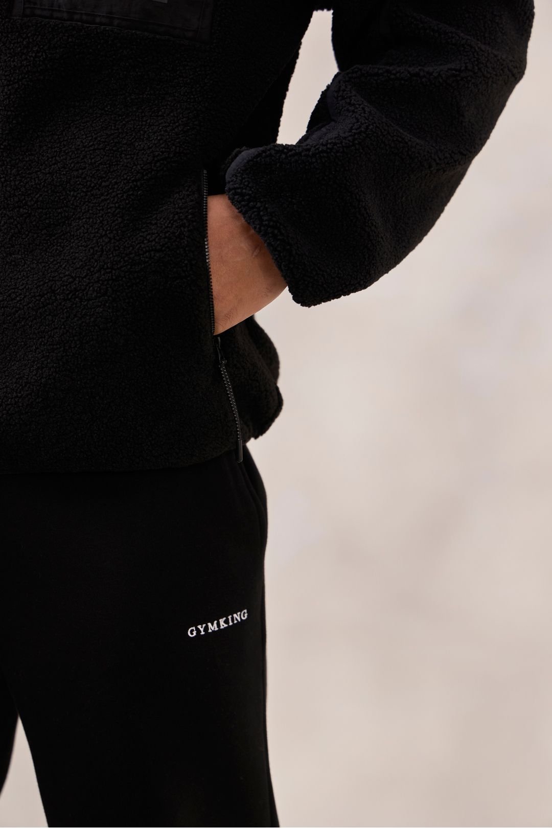 Gym King GYM KING Men's Terrace Full Zip Borg Jacket Black - 4