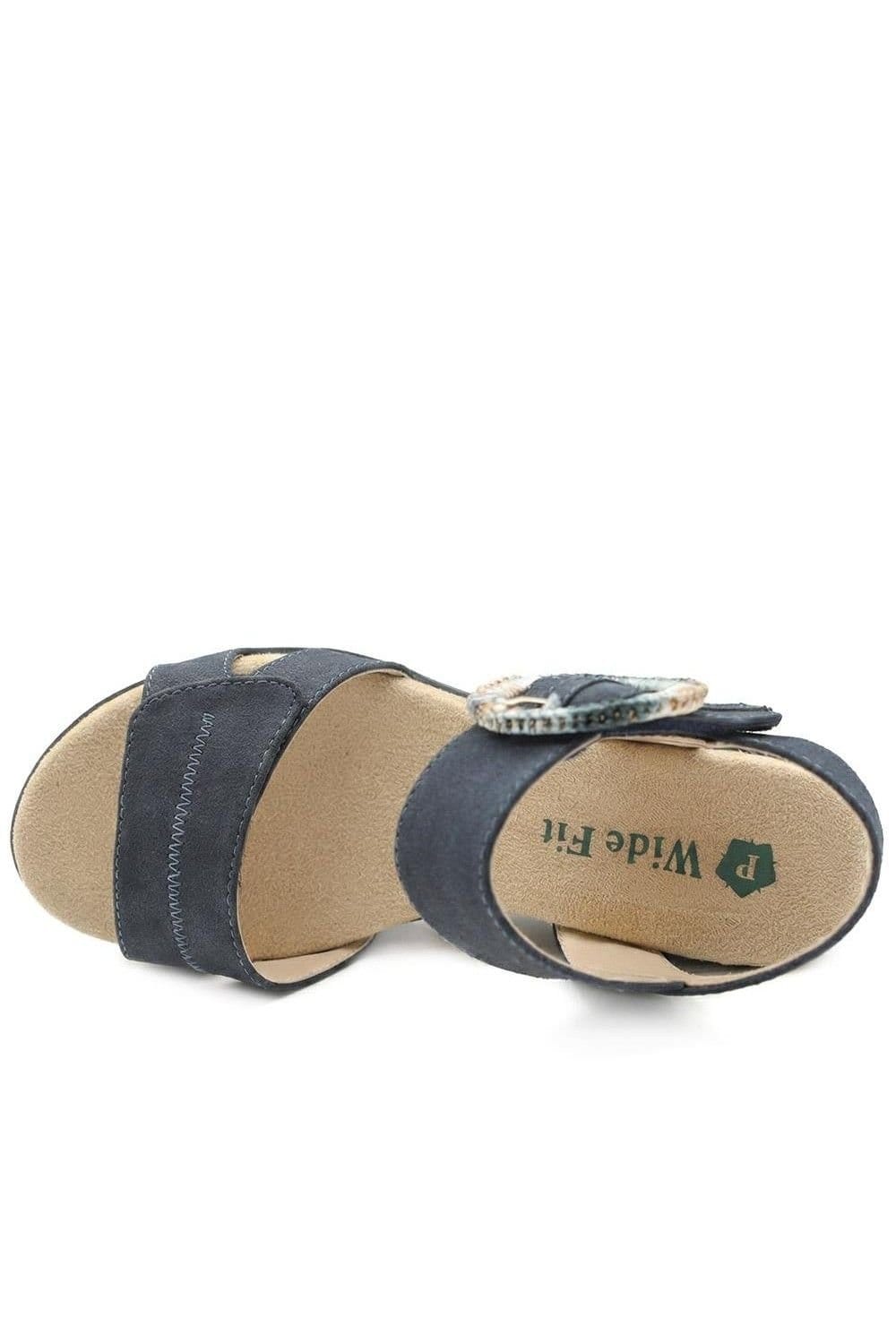 Pavers Pavers Women's Wide Fit Adjustable Fasten Wedged Sandals in Navy - 4