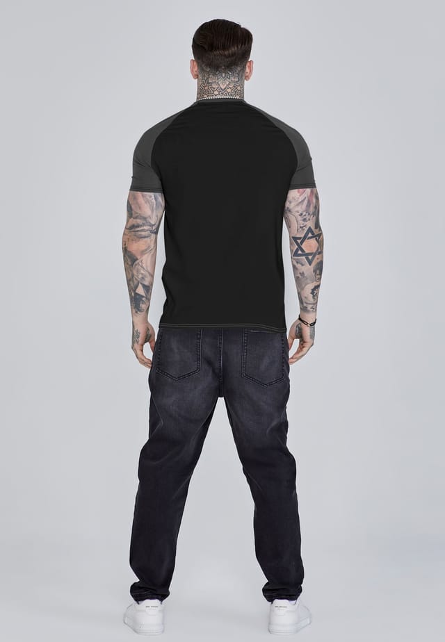 SikSilk SikSilk Men's Raglan T-Shirt in Black - 3