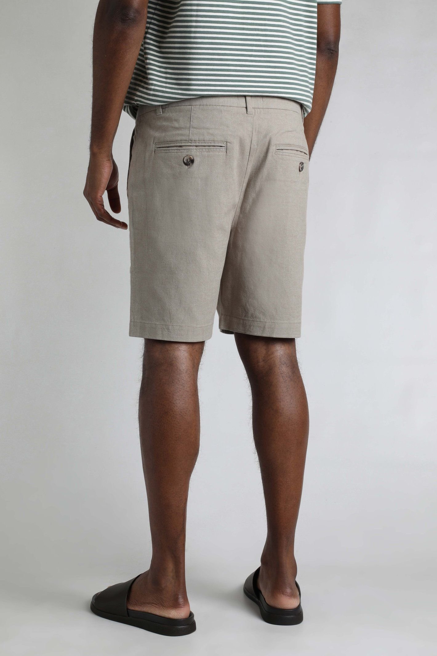 Weird Fish Weird Fish Men's Charleston Textured Chino Shorts in Stone - 3