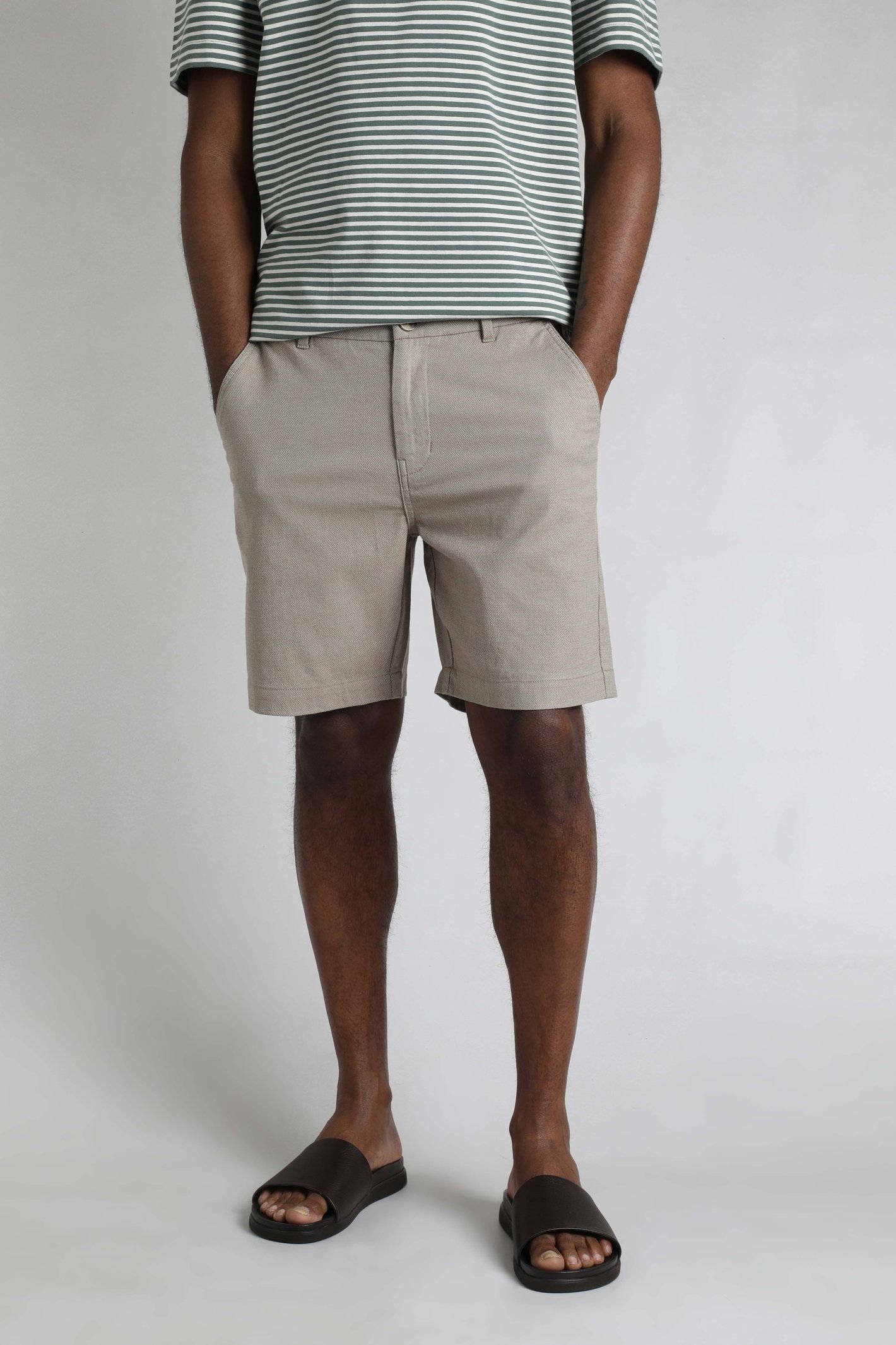 Weird Fish Weird Fish Men's Charleston Textured Chino Shorts in Stone - 4