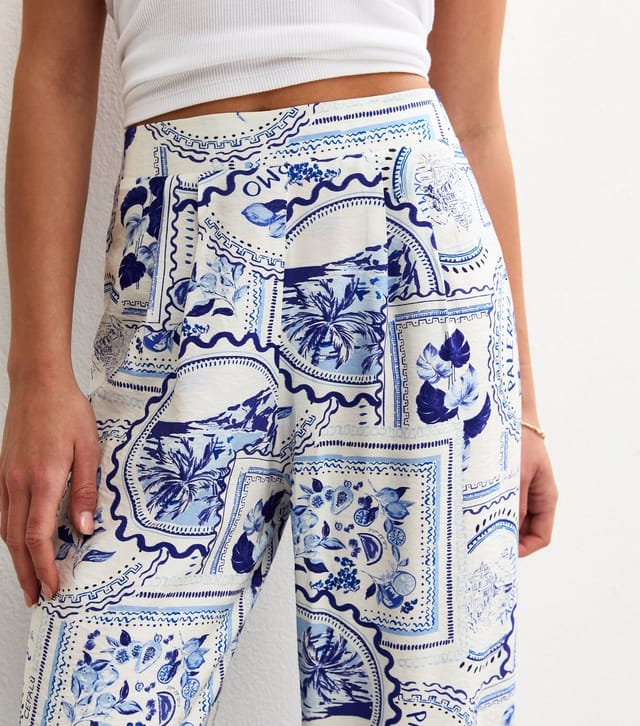 New Look Women's White Postcard Print Wide Leg Trousers New Look - 2