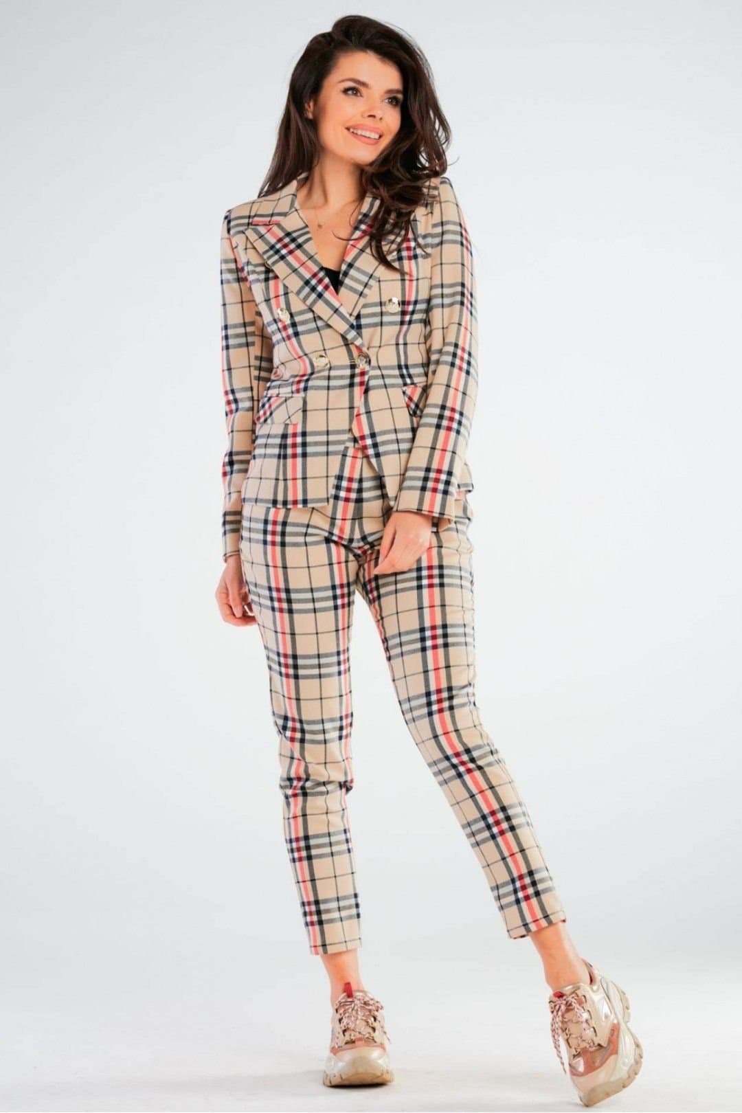 Love Lace Love Lace Women's Fitted Trousers with Front Pockets & Patterns in Beige
