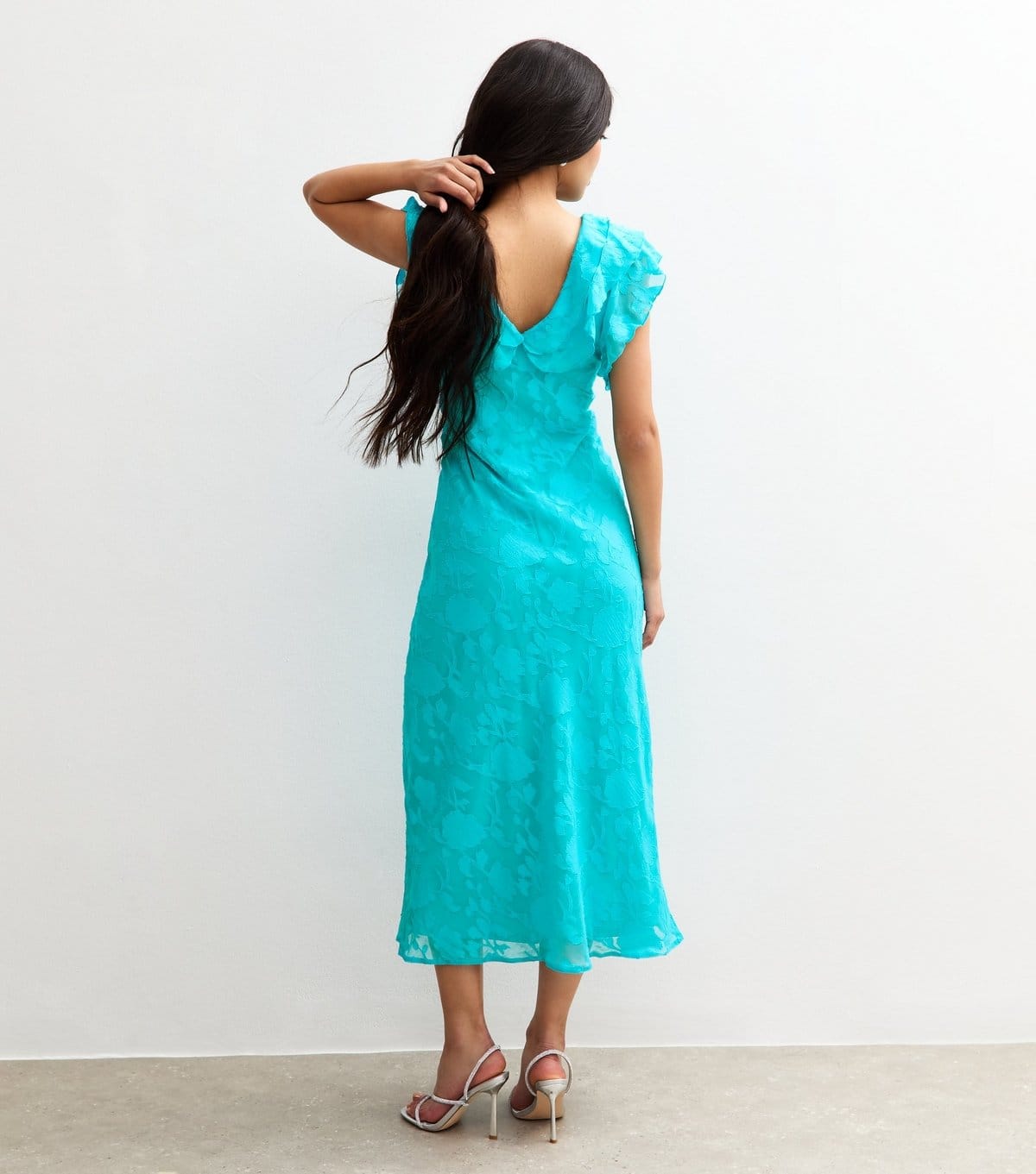 New Look Women's Turquoise Devore Ruffled Midi Dress New Look - 4