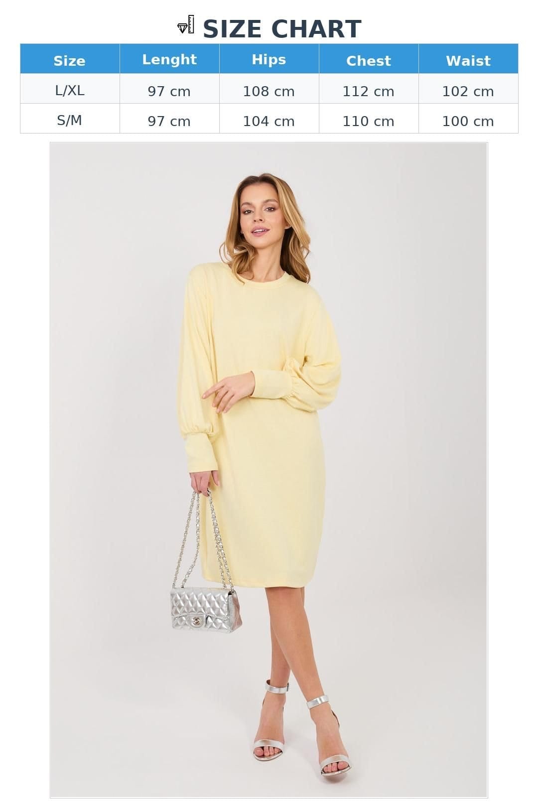 Love Lace Love Lace Women's Buttery Soft Sweatshirt Dress with Puff Sleeves in Yellow - 4
