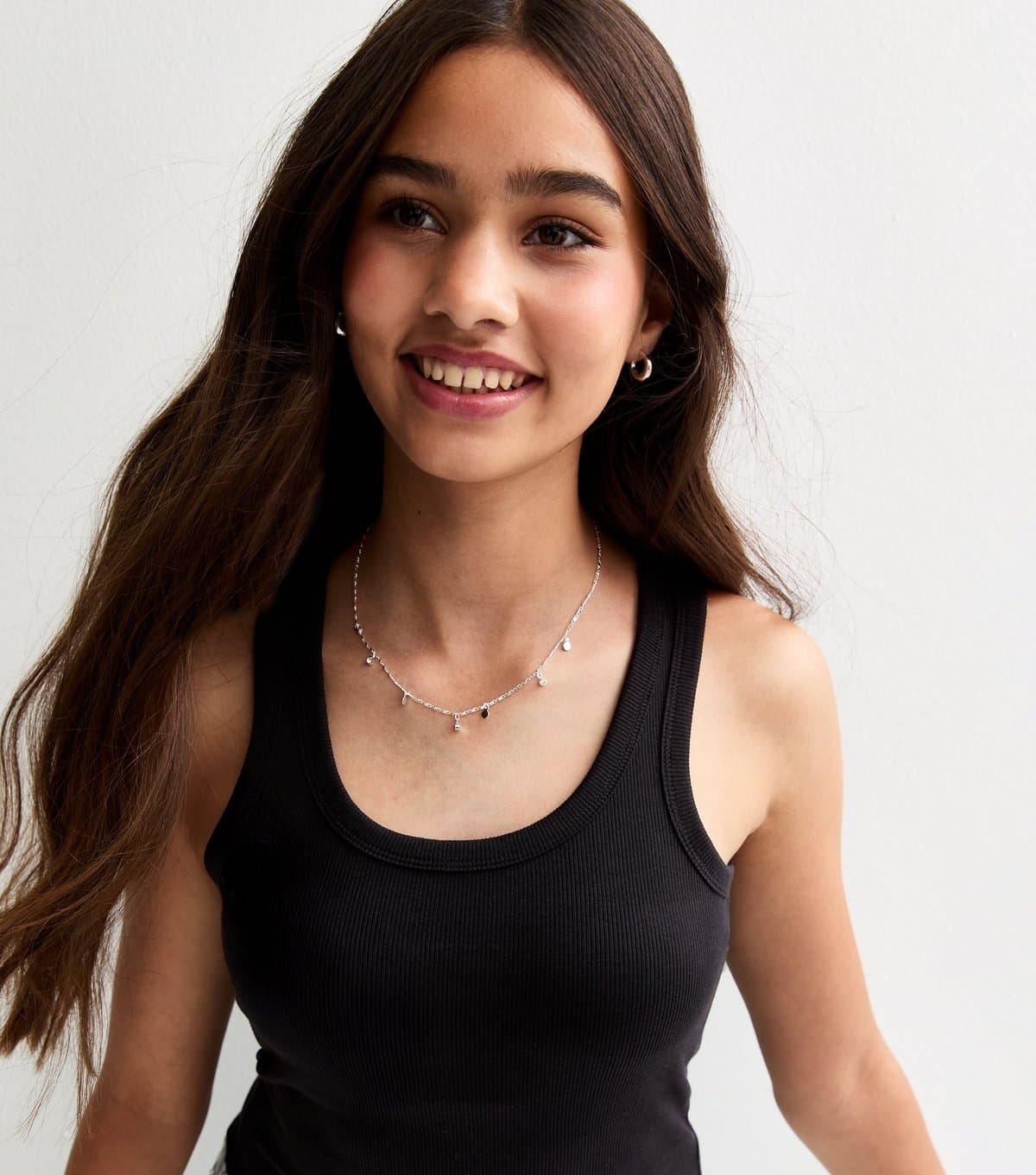 New Look Girls' Black Scoop Neck Ribbed Vest Top New Look