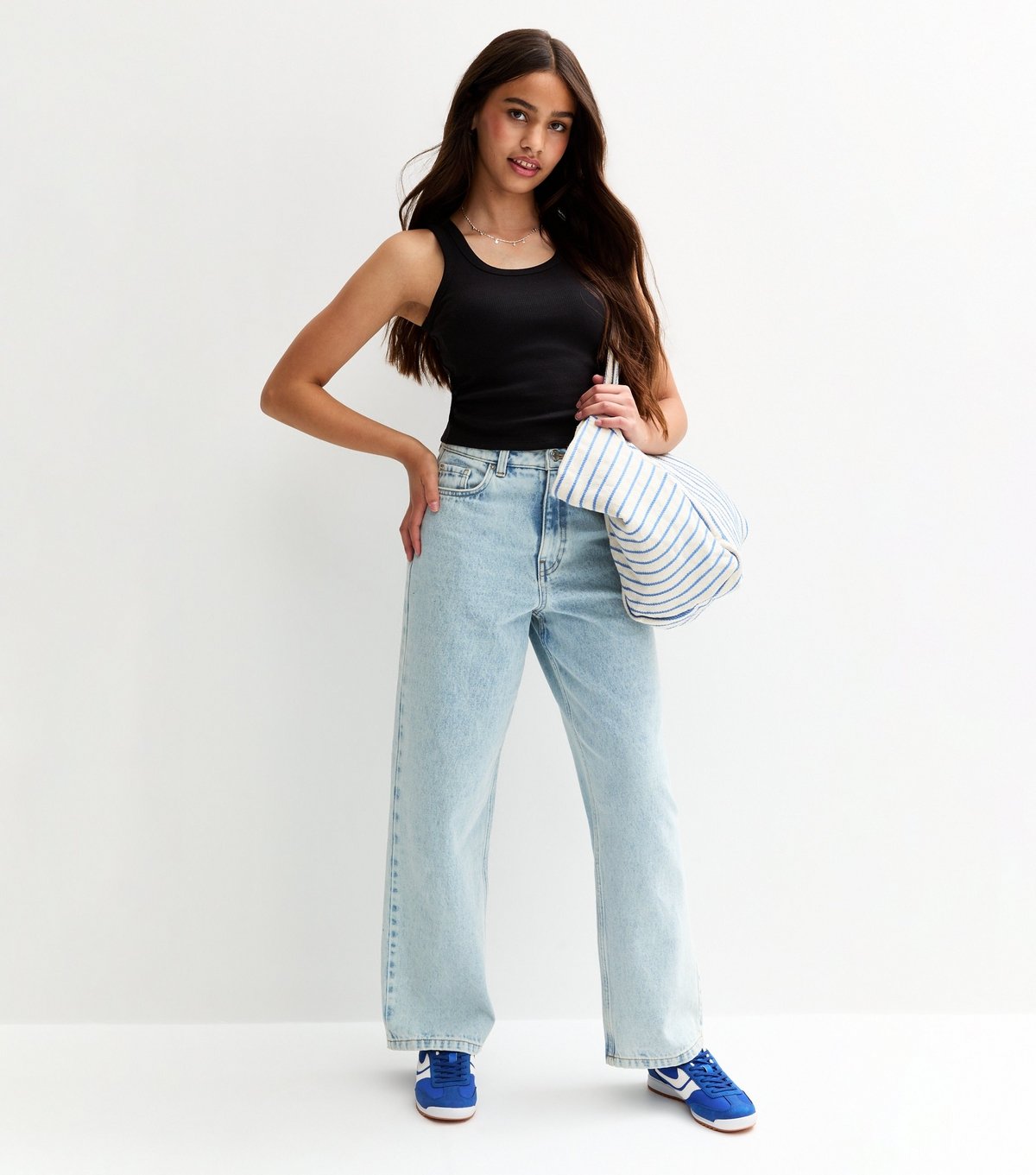 New Look Girls' Black Scoop Neck Ribbed Vest Top New Look - 3