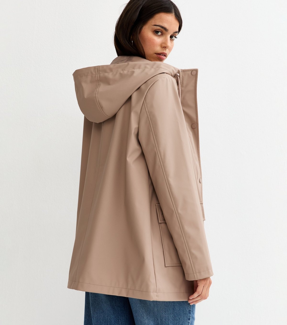 New Look Women's Mink Water Resistant Drawstring Hood Rain Anorak New Look - 4