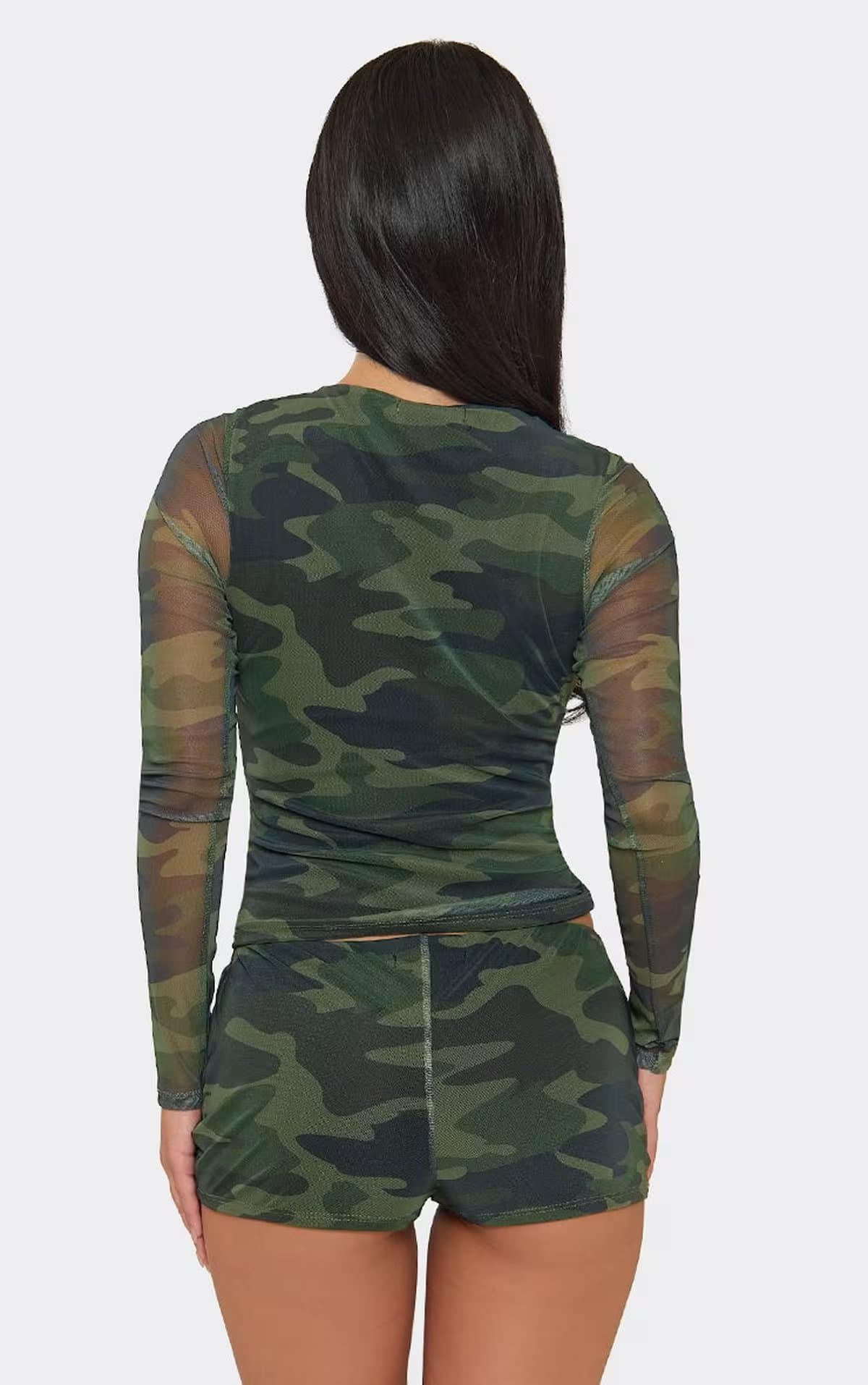 EGO Low Rise Mini Shorts In Green Camo Print, Women's Size UK 6