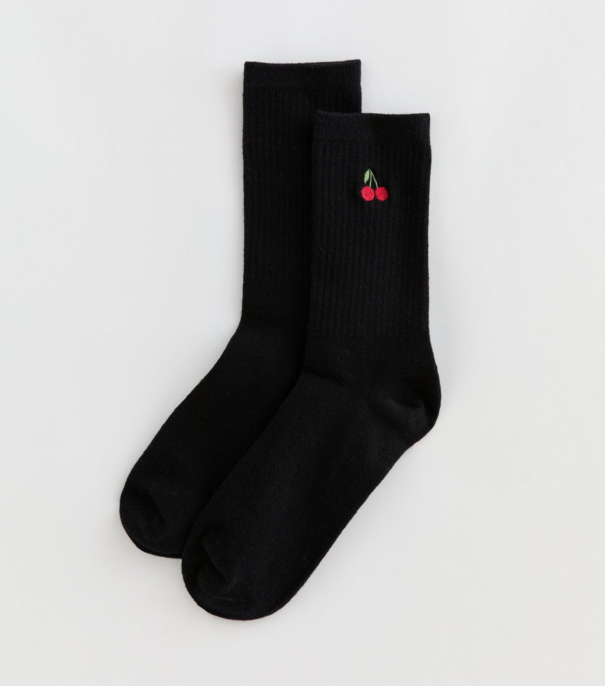 New Look Black Embroidered Cherry Ankle Socks New Look - 1