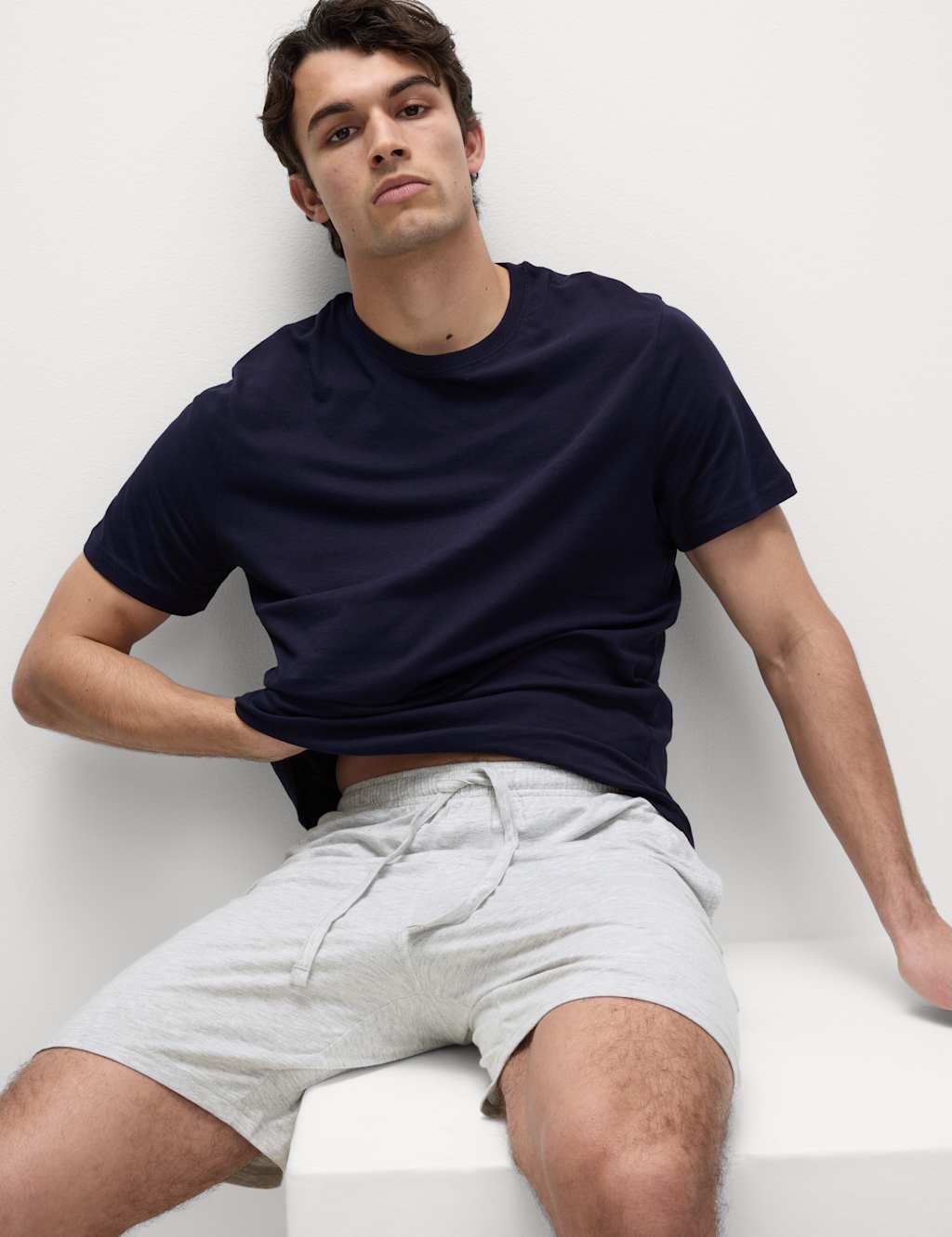 Marks & Spencer M&S Cotton Rich Pyjama Set Navy Mix - 4