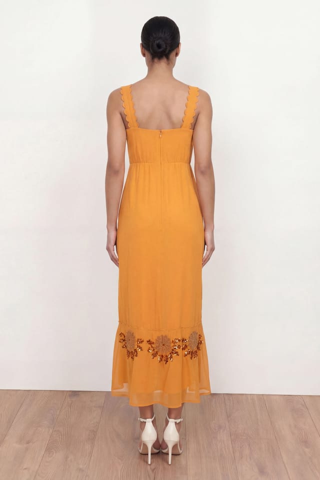 Maya Deluxe Maya Deluxe Women's Embellished Square Neck Strappy Midaxi Dress in Amber - 2