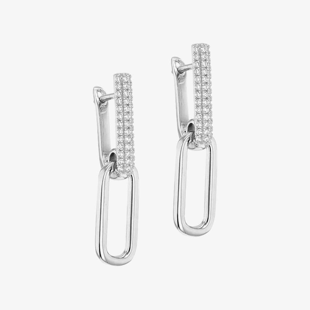 T.H.Baker T.H.Baker Silver Cubic Zirconia Paperlink Earrings