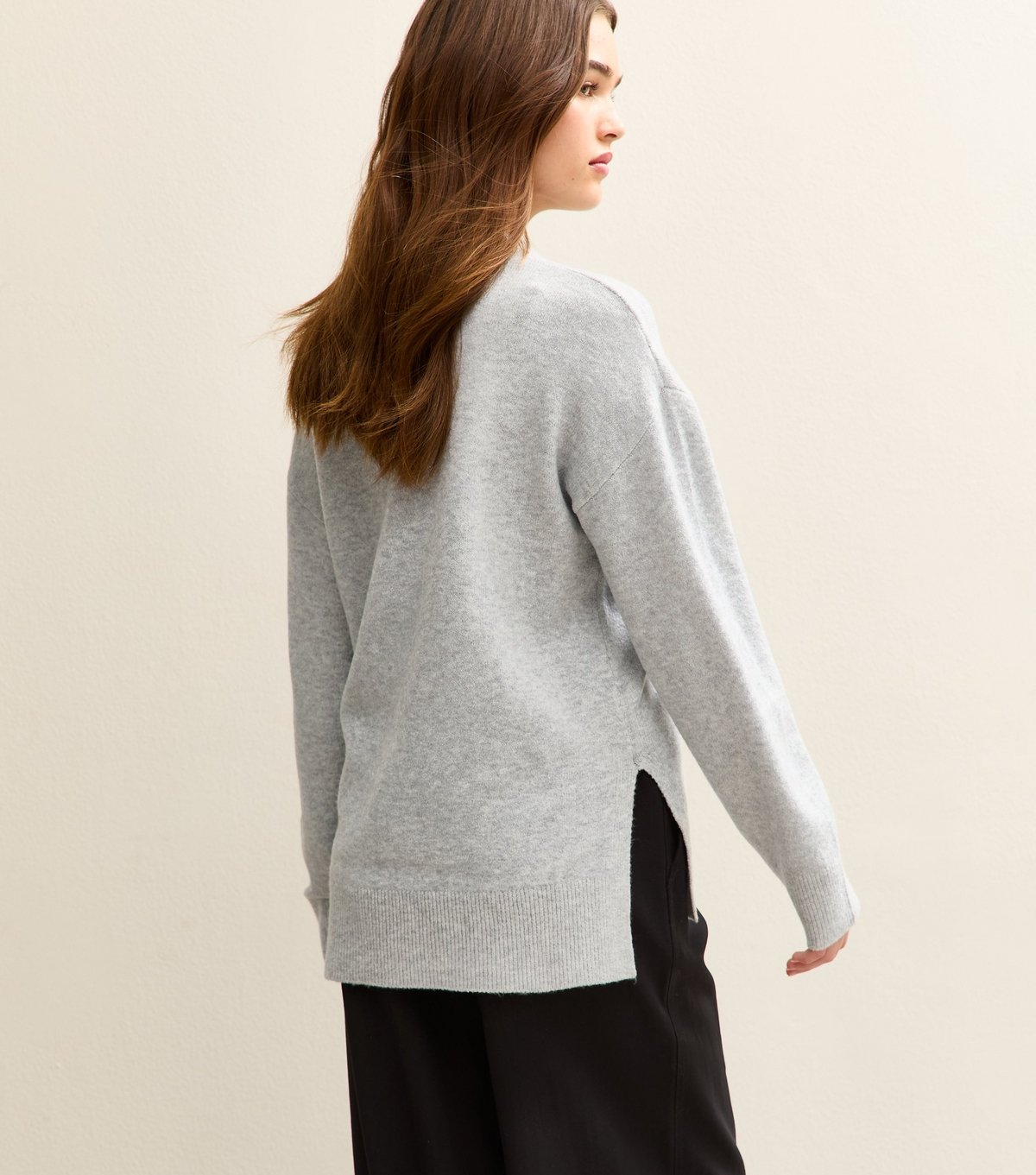 New Look Women's Light Grey Knitted Side Split Jumper New Look - 4