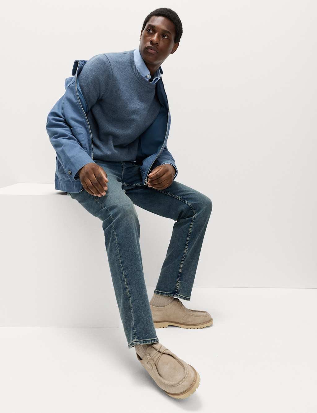 Marks & Spencer M&S Straight Fit Comfort Stretch Jeans Blue Tint - 3