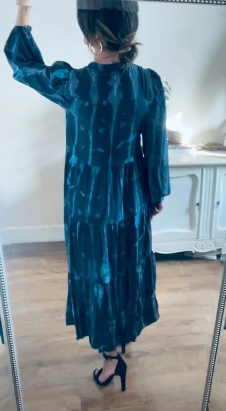 Never Fully Dressed Never Fully Dressed grey  blue tie dye effect smock midi dress size 10