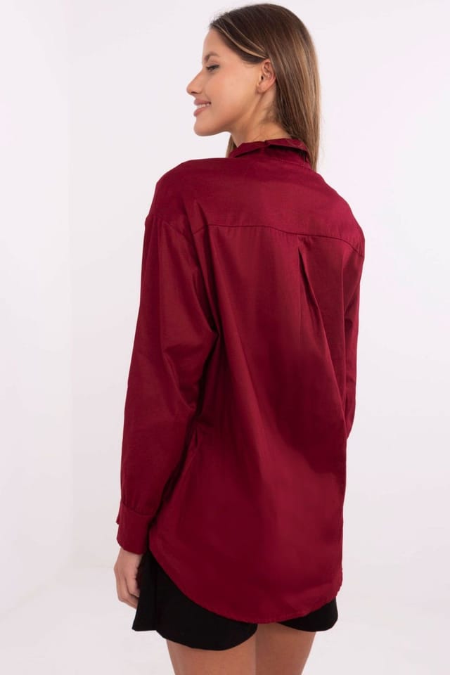 Love Lace Love Lace Women's Casual Cotton Elastane Long Sleeve Shirt Style 204398 in Red - 3