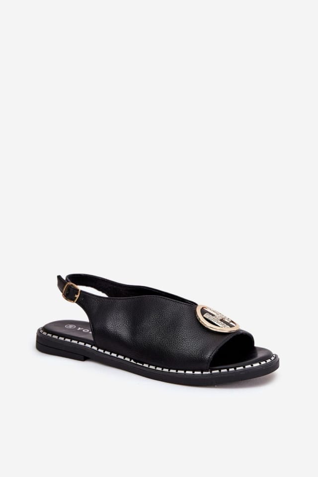 Love Lace Love Lace Women's Elegant Flat Heel Sandals with Adjustable Strap & Buckle in Black - 2