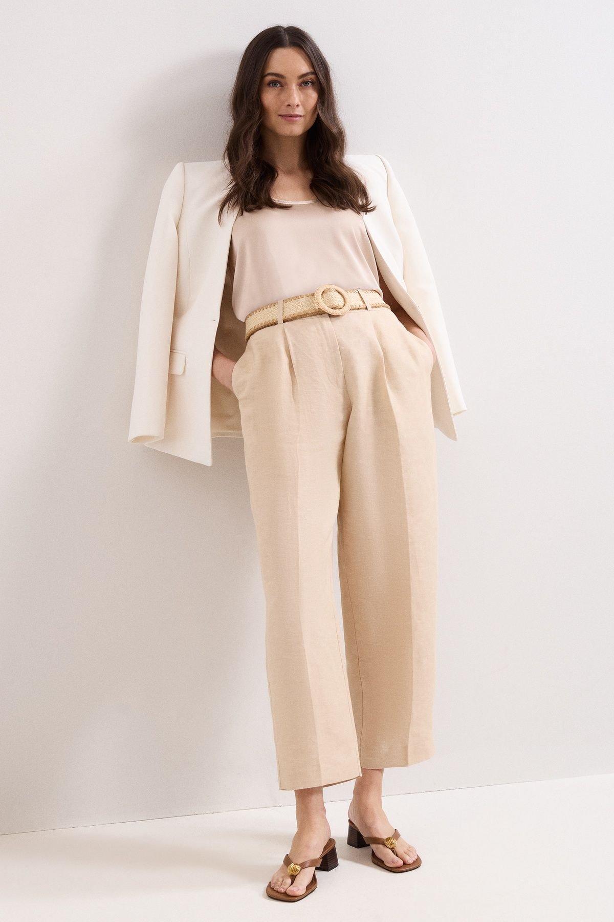 Phase Eight Phase Eight Women's Elena Linen Trouser in Light Beige - 3