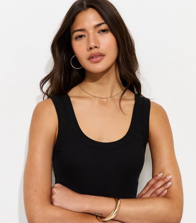 New Look Women's Black Cotton Rich Scoop Neck Vest Top New Look - 3