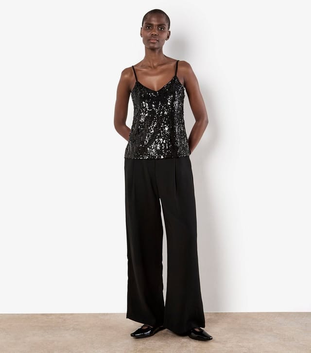 Apricot Women's Black Sequin Cami Top Apricot New Look - 2