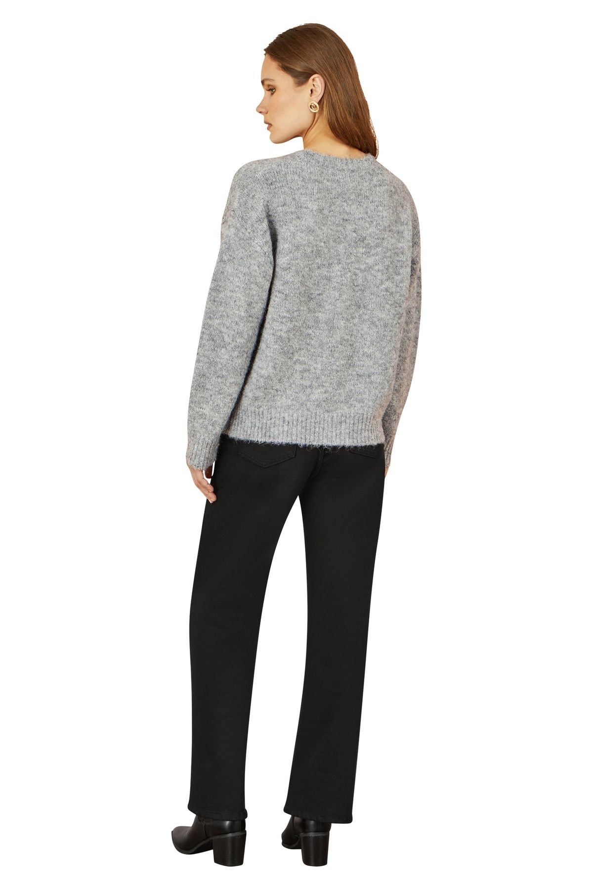 Yumi Yumi Women's Grey Relaxed Jumper With Crochet Flowers - 3