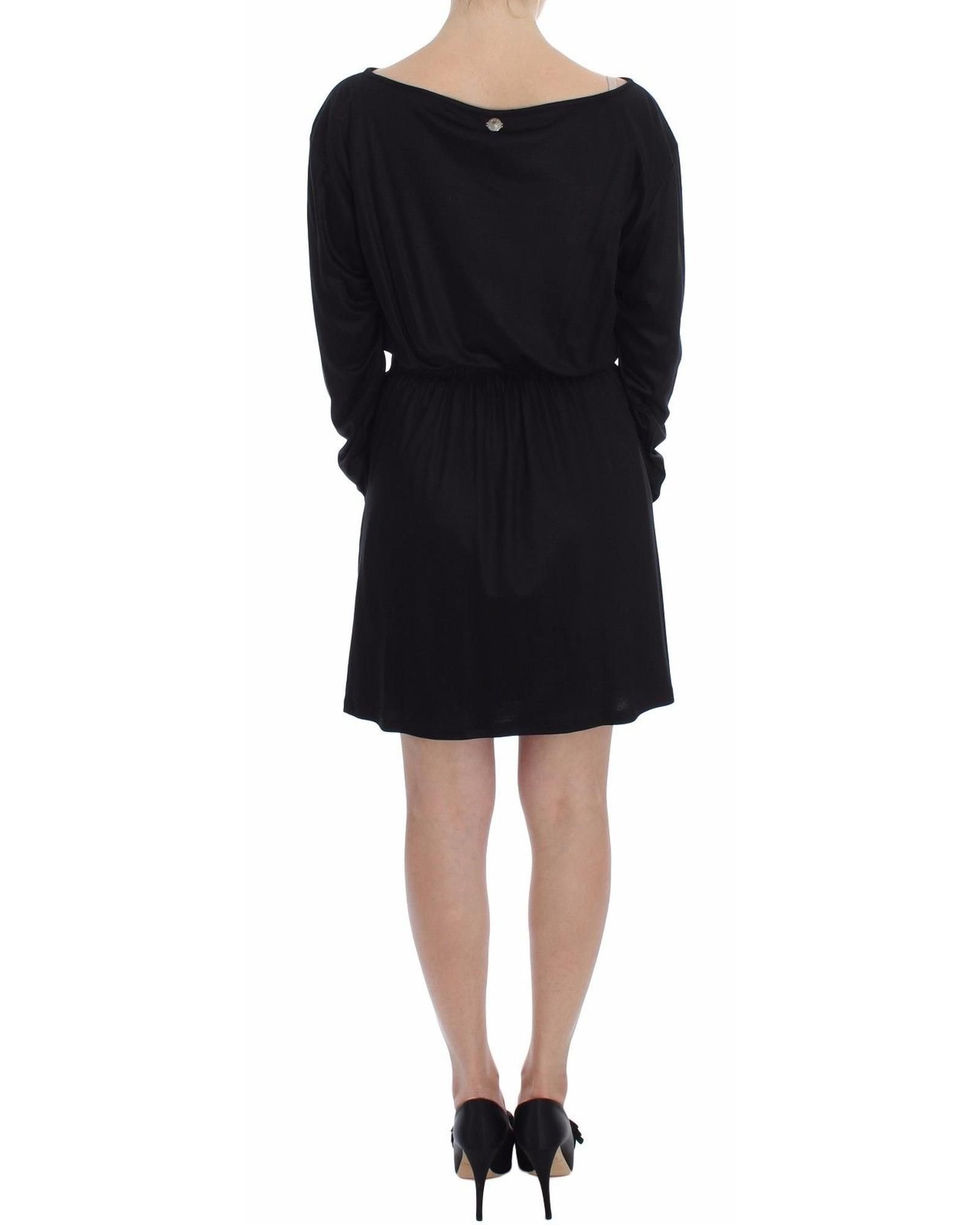 Versace Jeans Versace Jeans Women's Long Sleeve Boat Neck Mini Dress in Black - 4