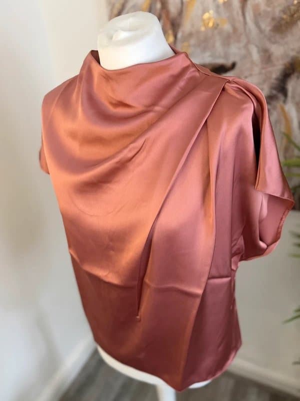 ASOS Satin blouse, Uk size 10/ small, asos satin drape shirt in blush