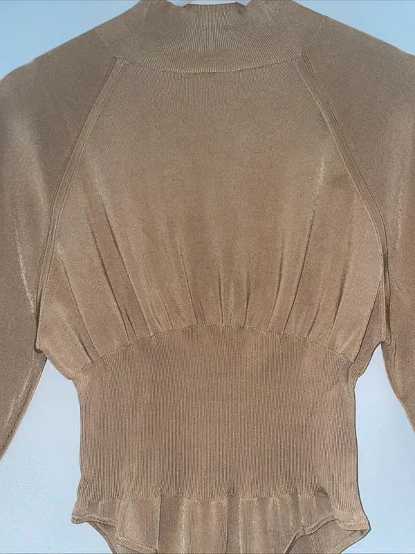 Reiss The Reiss Atelier Women’s Nude Long-Sleeve Knit Bodysuit Top UK Size 10
