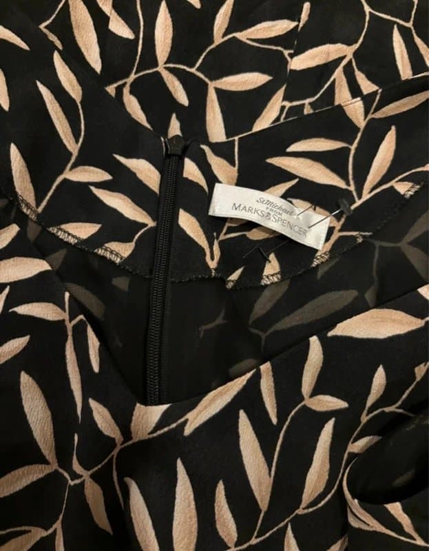 St Michael Super Rare Vintage Y2K St Michael by Marks & Spencer Leaf Print Shift Dress UK10