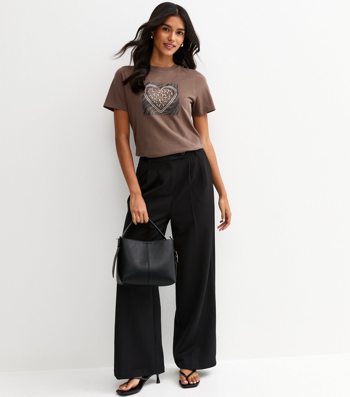 New Look Women's Brown Animal Heart Print T-Shirt New Look - 3