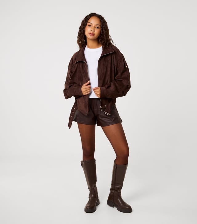 Pink Vanilla Women's Dark Brown Oversized Faux Suede Jacket Pink Vanilla New Look - 2