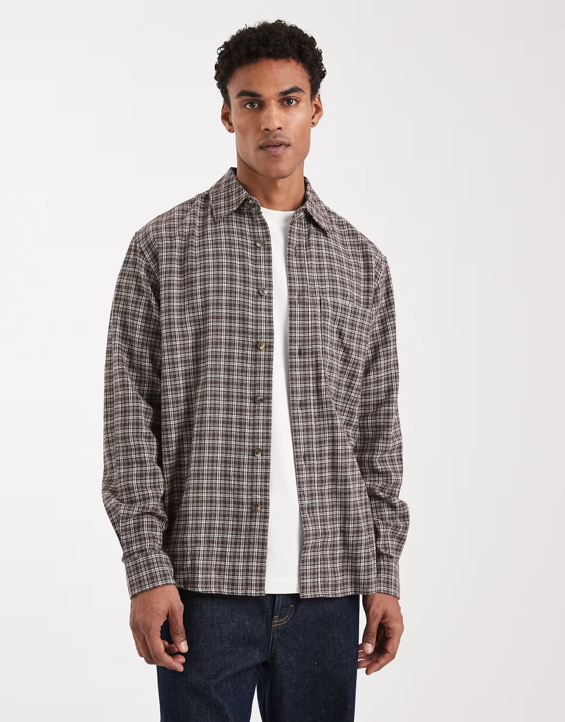 ASOS ONLY & SONS loose fit shirt in brown check