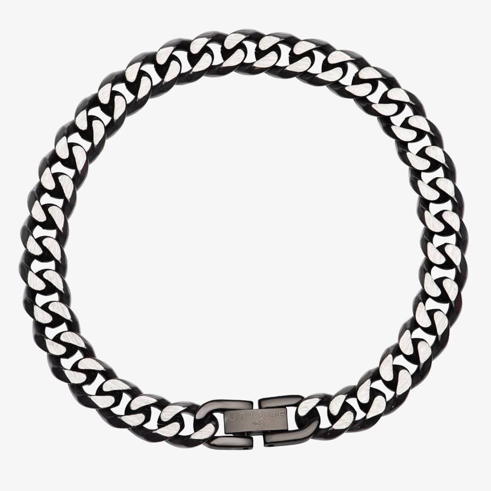 Unique Unique Men's Stainless Steel Black IP Plated Curb Necklace LAK-156/50CM