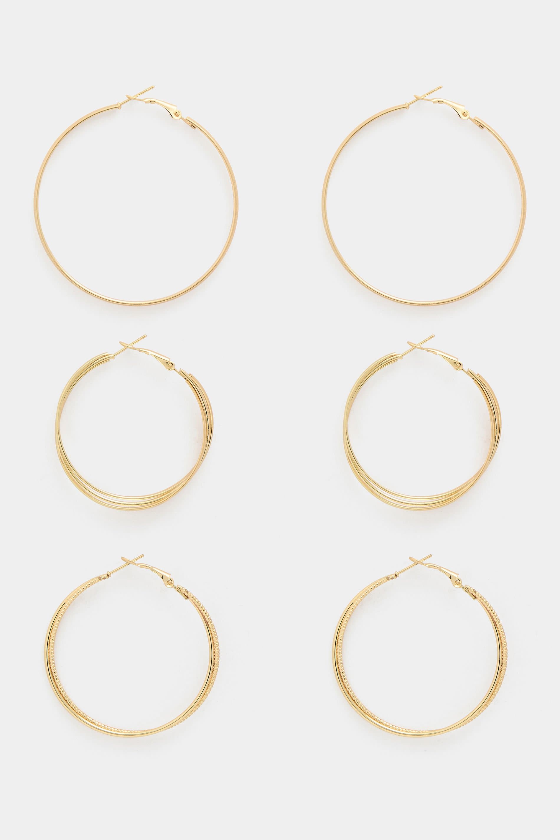 Yours 3 Pack Gold Tone Hoop Earrings