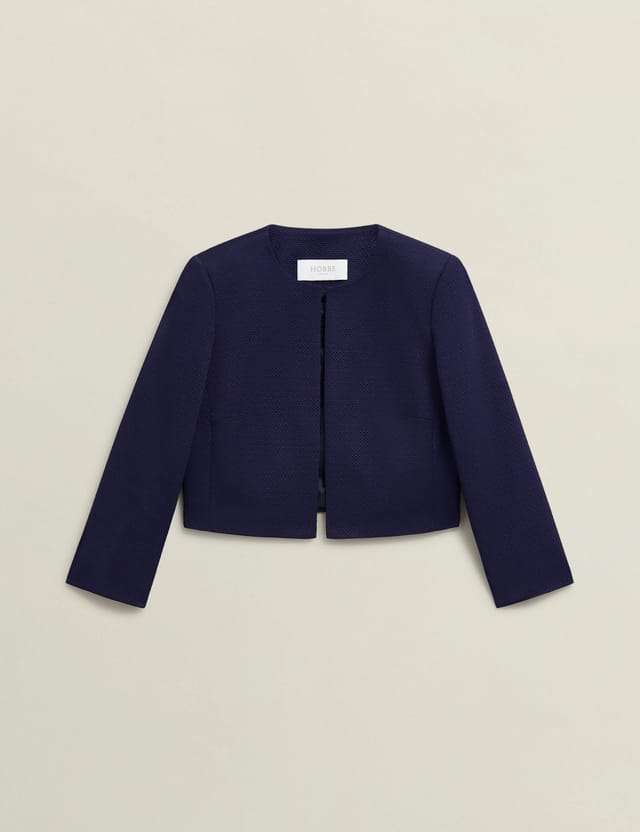 Hobbs London Hobbs London Women's Elize Cropped 3/4 Sleeve Occasion Jacket in Dark Navy - 2