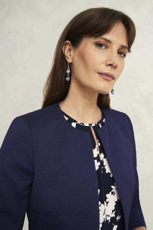 Hobbs London Hobbs London Women's Elize Cropped 3/4 Sleeve Occasion Jacket in Dark Navy - 3