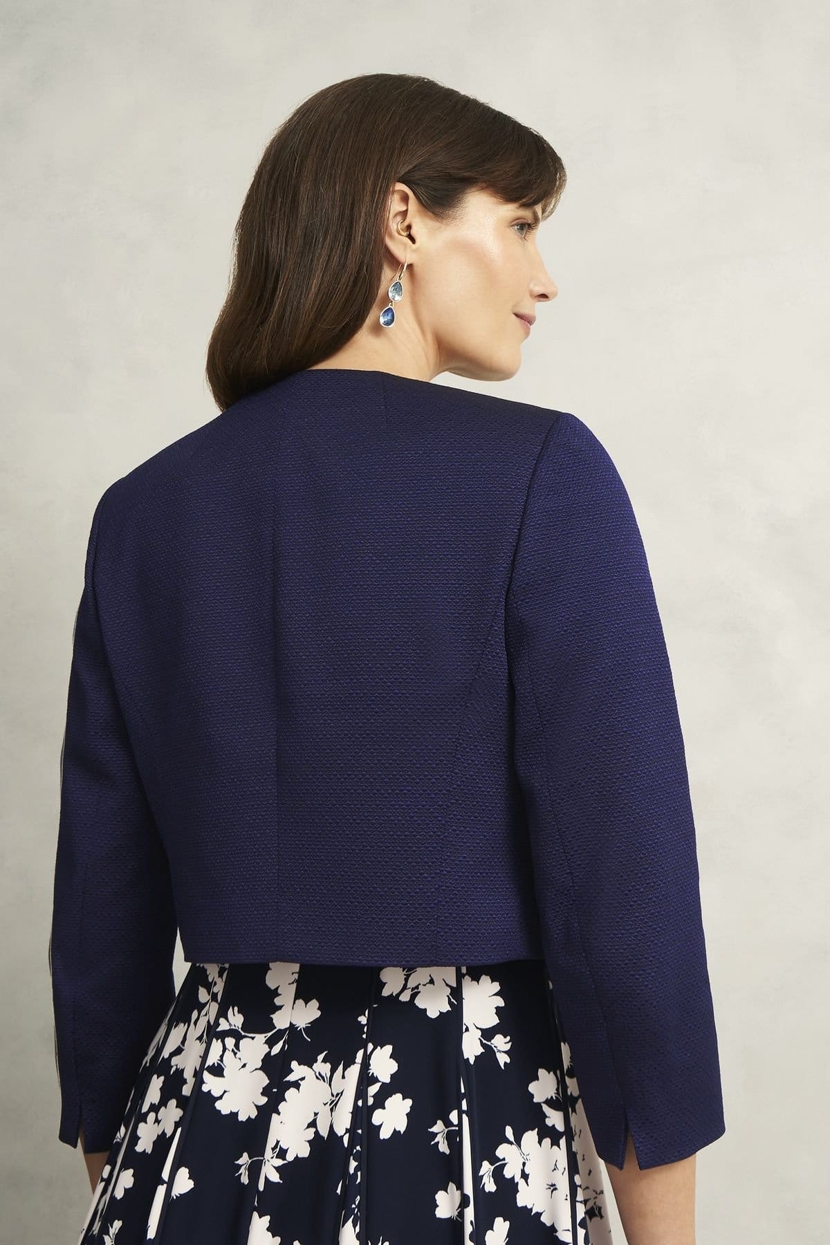 Hobbs London Hobbs London Women's Elize Cropped 3/4 Sleeve Occasion Jacket in Dark Navy - 4