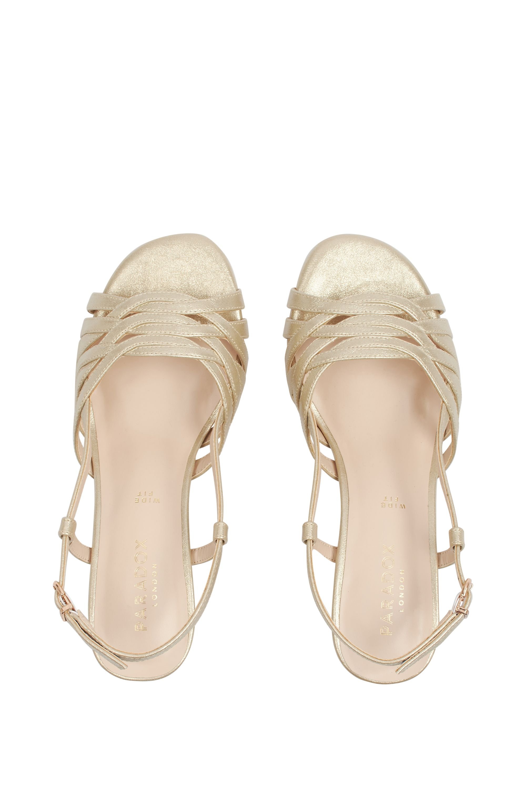 Paradox London Paradox London Women's 'Nicolette' Wide Fit Block Heel Sandal in Gold - 3