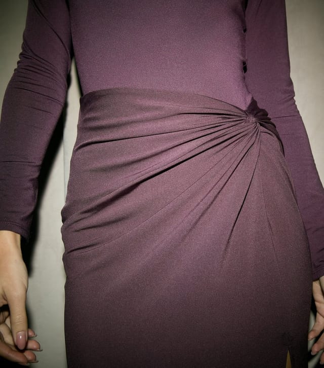 New Look Women's Dark Burgundy Knotted Front Split Midi Skirt New Look - 3