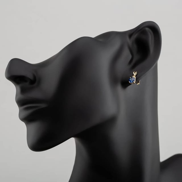 T.H.Baker T.H.Baker Women's 9ct Yellow Gold Sapphire & Diamond Stud Earrings OJE1702-BS - 3